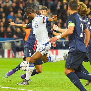 during the UEFA Champions League round of 16 first leg match between Paris Saint-Germain and Chelsea at Parc des Princes on February 16, 2016 in Paris, France.