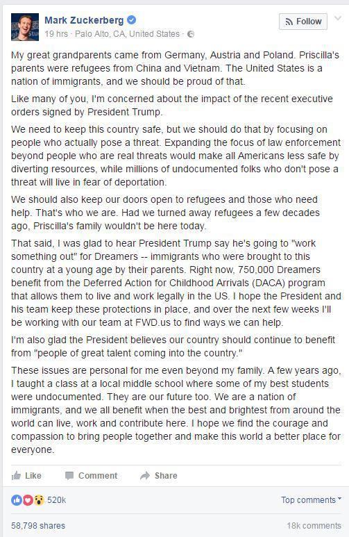 Mark Zuckerberg and Donald Trump in Logger Head over Trump’s Policy to Block Muslims and Refugees [See What Zuckerberg Wrote]