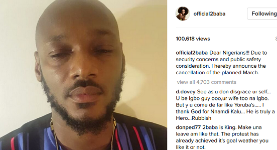 Tuface Cowardly Chickened Out!!!Cancels Peaceful Protest