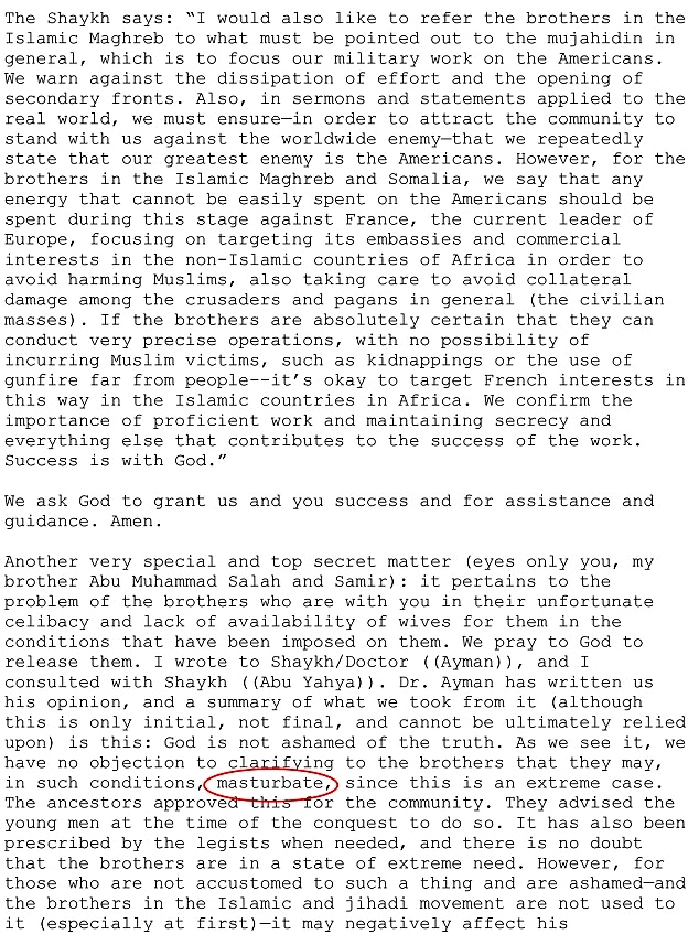 Why Osama Bin Laden Allowed Jihadists to Masturbate – US Intelligence Document Reveals