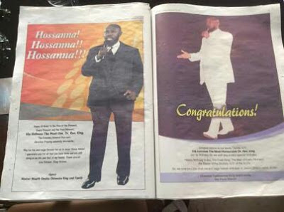 OMG! See How Devoted  Rev. King’s Followers Pay For 13-Page Newspaper Advert To Just Wish Him A Happy Birthday