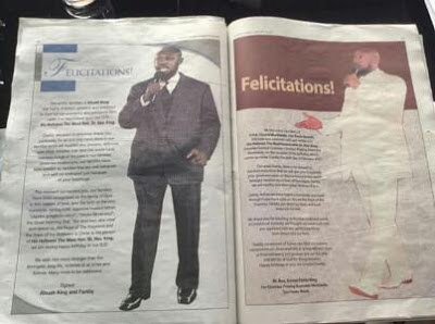 OMG! See How Devoted  Rev. King’s Followers Pay For 13-Page Newspaper Advert To Just Wish Him A Happy Birthday