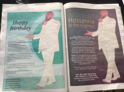 OMG! See How Devoted  Rev. King’s Followers Pay For 13-Page Newspaper Advert To Just Wish Him A Happy Birthday