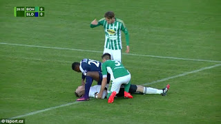 Oh Dear! See How A Footballer Saved The Life Of Opposition Goalkeeper After Collision During Match