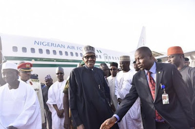 photo news| Photos of President Buhari as he arrived Nigeria this morning