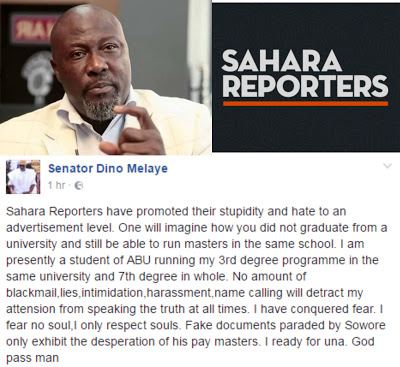 Dino Melaye Comes For Sahara Reporters “You Have Promoted Your Stupidity and Hate To an Advertisement Level”
