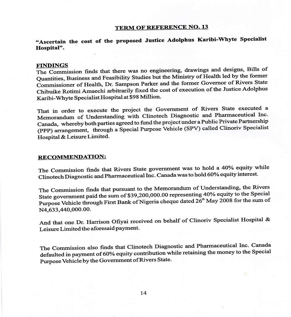 See the White Paper that implicated the Former Governor Chibuike Amaechi for Embezzling over N500billion Rivers State Funds
