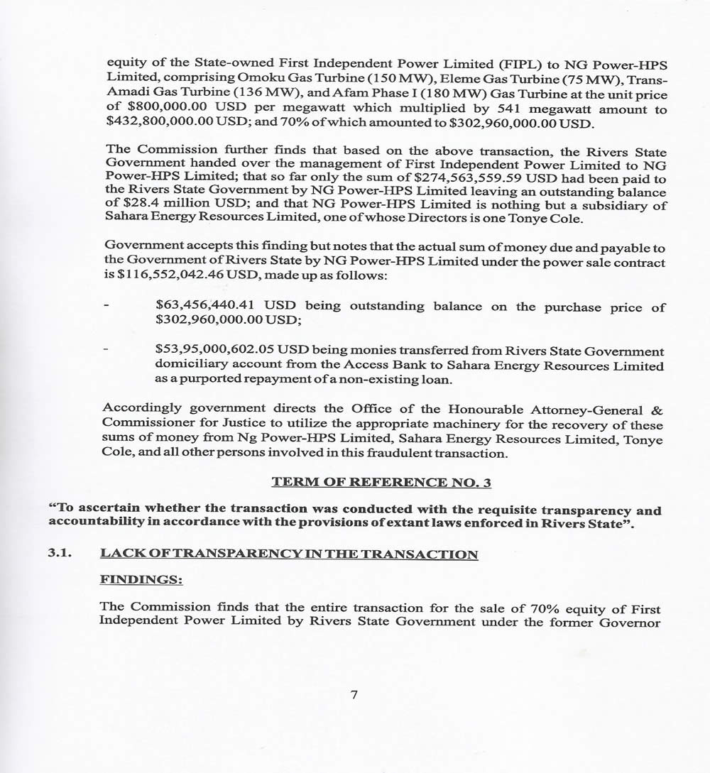 See the White Paper that implicated the Former Governor Chibuike Amaechi for Embezzling over N500billion Rivers State Funds