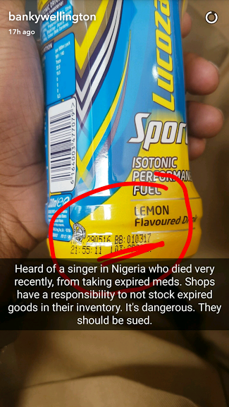 SHOCKER!!!You Need To See What Happened To Banky W after Drinking an Expired Lucozade [Photos]
