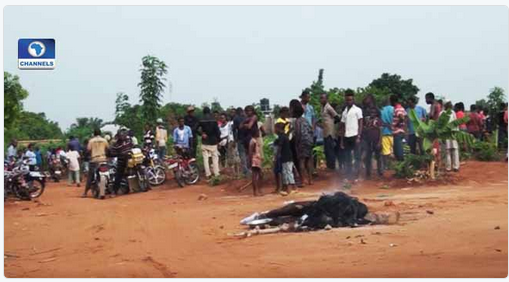 JUNGLE JUSTICE!!!Full Details Why A Man Was Burnt To Death In Anambra State For This Shocking Act [Photos]