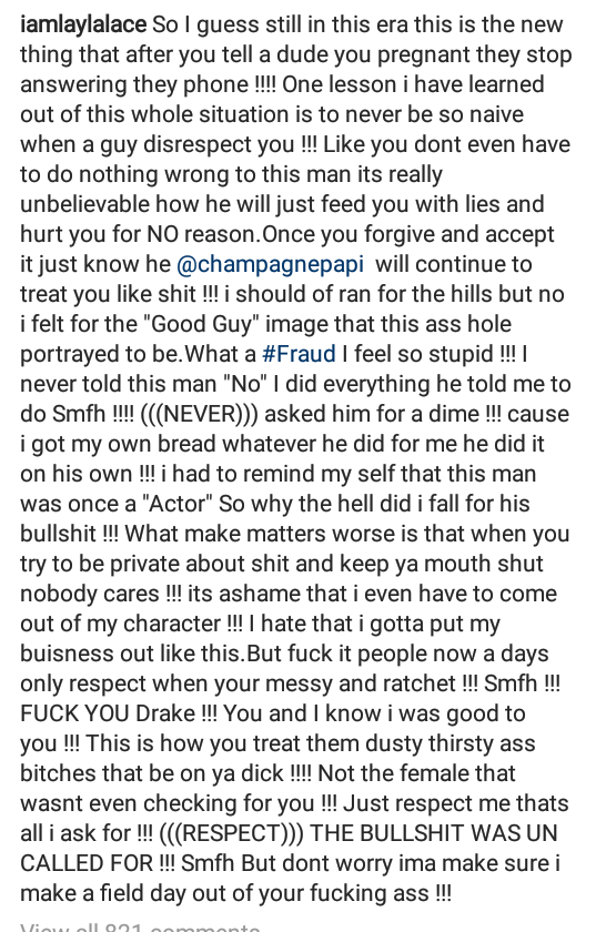 Angry Model Puts Drake on Blast for Putting Her In A Family Way Refuse To Pick Her Calls [See Screenshots]