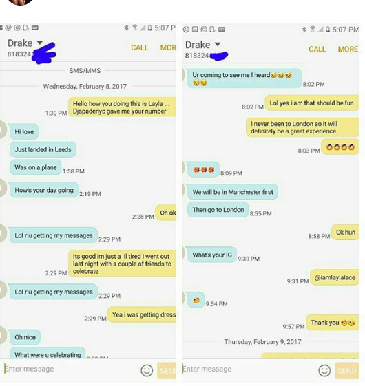 Angry Model Puts Drake on Blast for Putting Her In A Family Way Refuse To Pick Her Calls [See Screenshots]