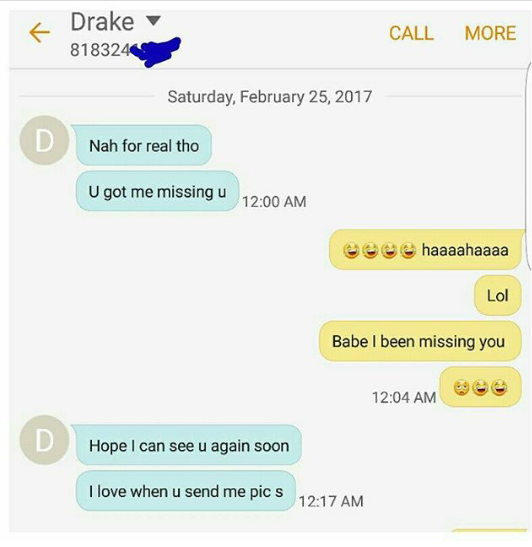 Angry Model Puts Drake on Blast for Putting Her In A Family Way Refuse To Pick Her Calls [See Screenshots]