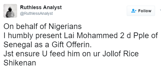 See How Angry Nigerians Slams Lai Mohammed On Twitter For Saying Senegal Makes The Best Jellof Rice [Photos]