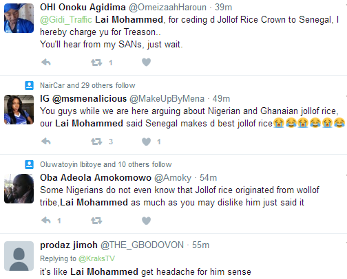 See How Angry Nigerians Slams Lai Mohammed On Twitter For Saying Senegal Makes The Best Jellof Rice [Photos]