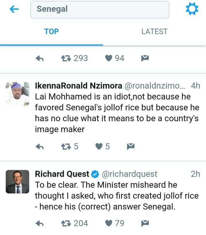 See How Angry Nigerians Slams Lai Mohammed On Twitter For Saying Senegal Makes The Best Jellof Rice [Photos]