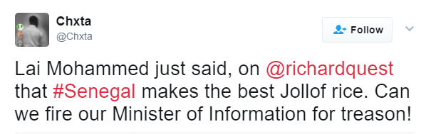 See How Angry Nigerians Slams Lai Mohammed On Twitter For Saying Senegal Makes The Best Jellof Rice [Photos]