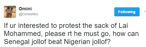 See How Angry Nigerians Slams Lai Mohammed On Twitter For Saying Senegal Makes The Best Jellof Rice [Photos]