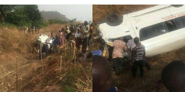 See How A That Was Bus Carrying Synagogue Church Members Falls into A Ditch While Avoiding Cows
