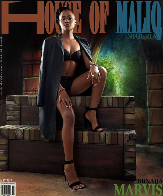 #BBNaija: Marvis Str1ps Down To Underwear As She Covers House Of Maliq Magazine With Thin Tall Tony [Photos]
