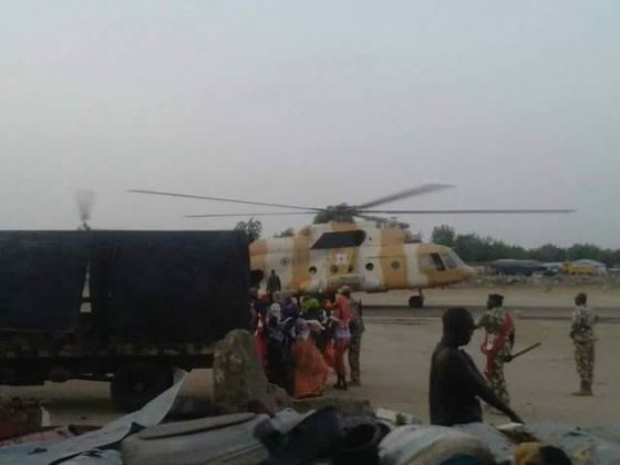   See Photos Of Released Chibok Girls Boarding Military Choppers To Abuja To Meet President Buhari