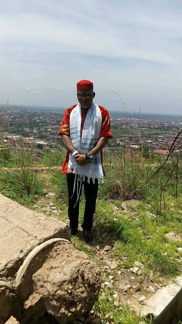 PHOTO NEWS!!! IPOB Leader, Nnamdi Kanu Spotted Praying At A 'Sacred Place' In Enugu State [Must See]