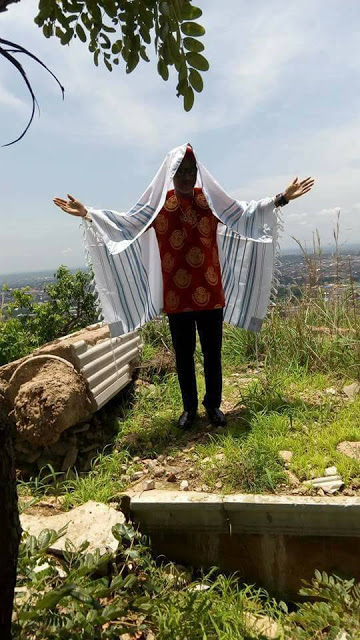 PHOTO NEWS!!! IPOB Leader, Nnamdi Kanu Spotted Praying At A 'Sacred Place' In Enugu State [Must See]