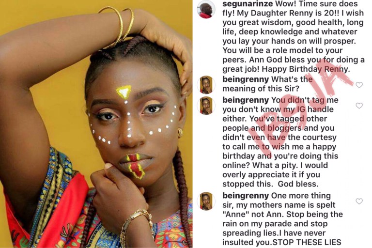 Segun Arinze’s Beautiful Daughter Blasts Him On Instagram After He Posted THIS on instagram[Photos]