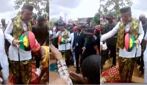 Women Throw Their Wrappers For IPOB Chief ‘Nnamdi Kanu’ To Walk On [Photos]
