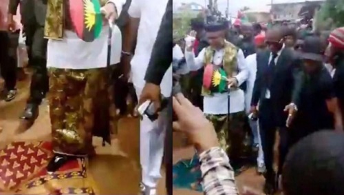 Women Throw Their Wrappers For IPOB Chief ‘Nnamdi Kanu’ To Walk On [Photos]