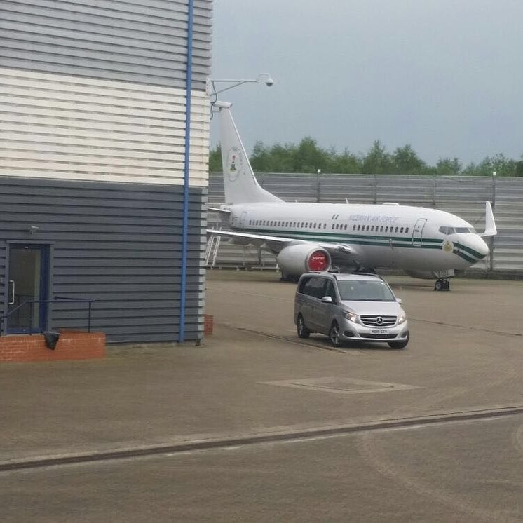 See Where The Presidential Jet Was Allegedly Spotted In London And The Huge Amount FG Pays Daily For Parking Lot [Photo]