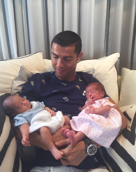 Real Madrid Star Cristiano Ronaldo Shares First Photo Of His Twin Boys As He Meets Them For The First Time