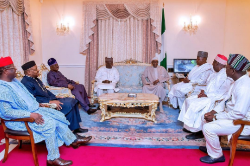 Photo News: Photos Of Buhari, His Wife And The 6 PDP Governors Who Visited Him In London Today