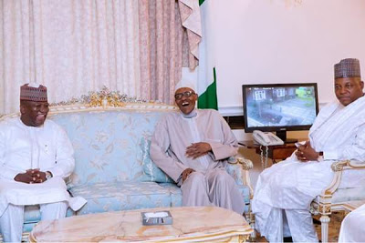 Photo News: Photos Of Buhari, His Wife And The 6 PDP Governors Who Visited Him In London Today