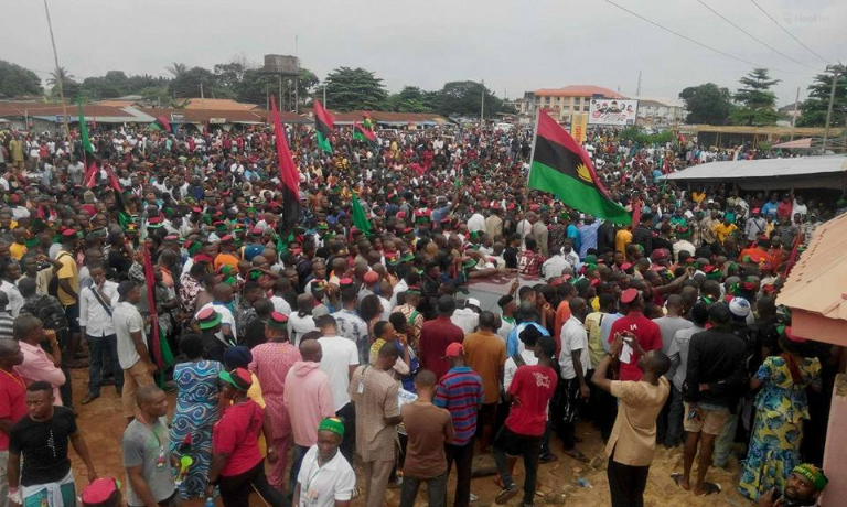 PHOTO NEWS: See The Photos Of 1million IPOB Members Who Received Nnamdi Kanu When He Visited Owerri Yesterday