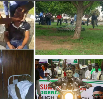 Nationwide Tension As Police Officers Uses Water Canons On Charly Boy And Others For Protesting Against Buhari