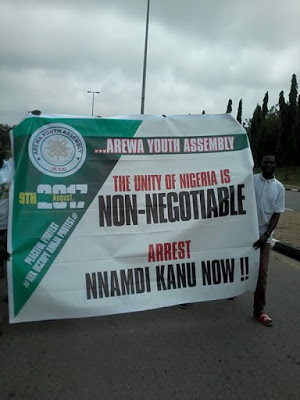 Arewa Youths Call For The Immediate Arrest Of Nnamdi Kanu As They Protest In Abuja [Photos]
