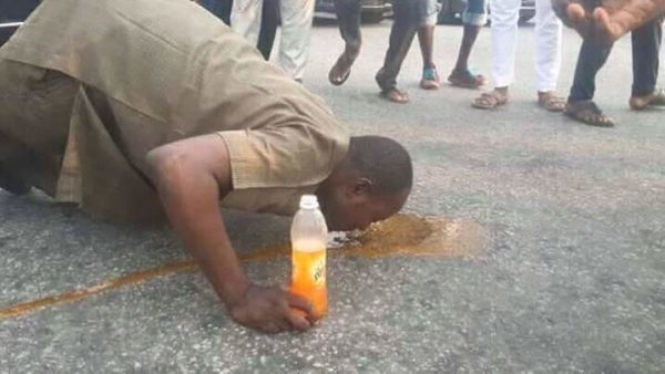  Man Drinks Mirinda From The Floor Because Buhari Returned Alive [Photo]
