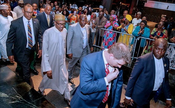 Photos Of President Buhari As He Arrives New York For The 72nd UN General Assembly Meeting