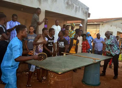 Fayose Spotted Playing Table Tennis Ekute Street Residents Ado-Ekiti 