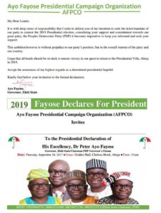 Ayodele Fayose Sets Date To Officially Declare For 2019 Presidency