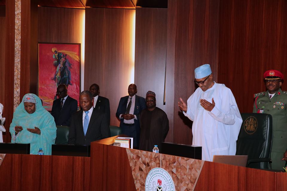 PHOTO NEWS: Aisha Alhassan Full Of Smiles As Buhari Presides Over FEC Meeting [PHOTOS]