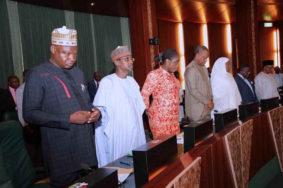 PHOTO NEWS: Aisha Alhassan Full Of Smiles As Buhari Presides Over FEC Meeting [PHOTOS]