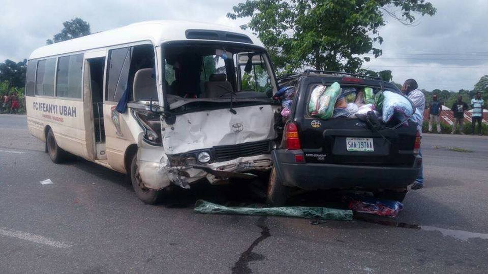 Photo News: Bus Conveying Ifeanyi Uba Players Involved In Ghastly Accident