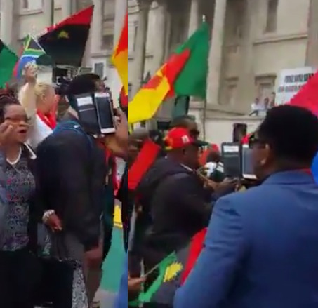 Happening Live: IPOB Members Storm UN Office In New York, To Protest Against Buhari