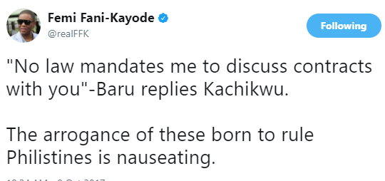 Angry FFK Reacts To NNPC's GMD, Maikanti Baru's Reply To Ibe Kachikwu