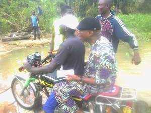 Popular Senator Spotted On Bike In His Hometown In Delta Due To Bad Road And Nigerians React  