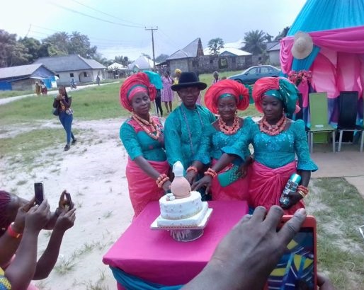 Young Handsome Nigerian Man Marries 3 Wives In Delta State [Photos]