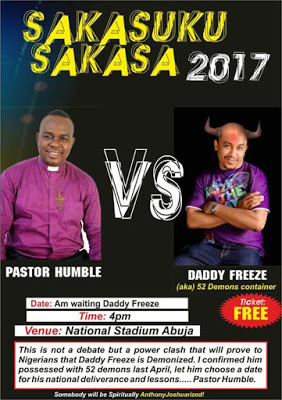 Daddy Freeze challenged to a spiritual contest by Pastor Humble Okoro at Abuja National Stadium 
