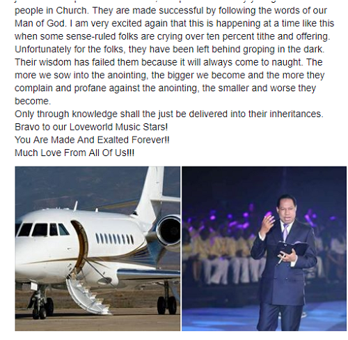 Pastor Chris Oyakhilome Reportedly Gifted A Private Jet By Members Of His Church